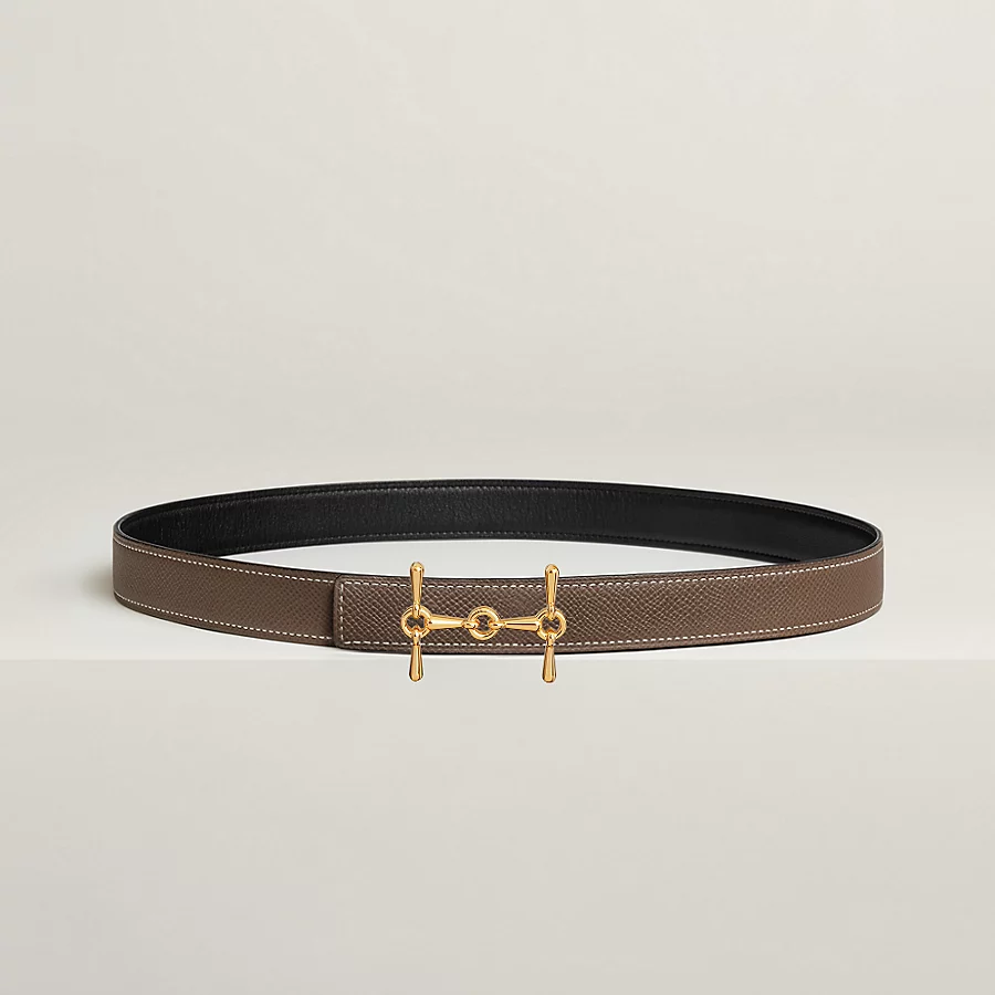 H Equestre belt buckle & Reversible leather strap 24 mm - Image 1